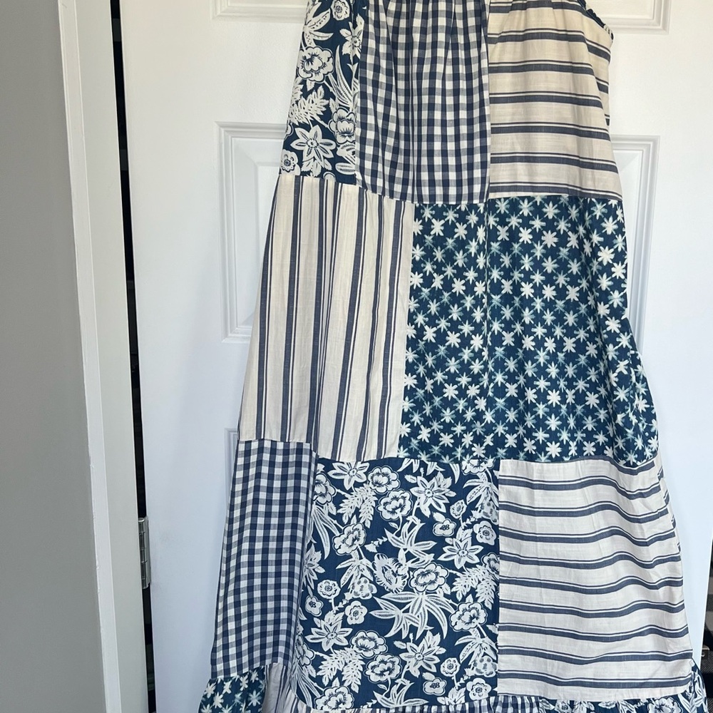 Universal Thread Navy and White Patchwork Maxi Dress